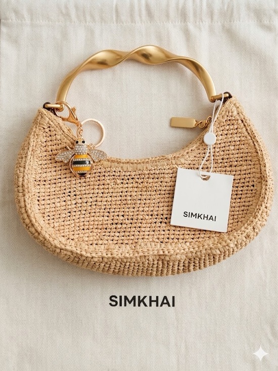 Simkhai Handbags - SIMKHAI Nixi Raffia Twist Handle Bag
